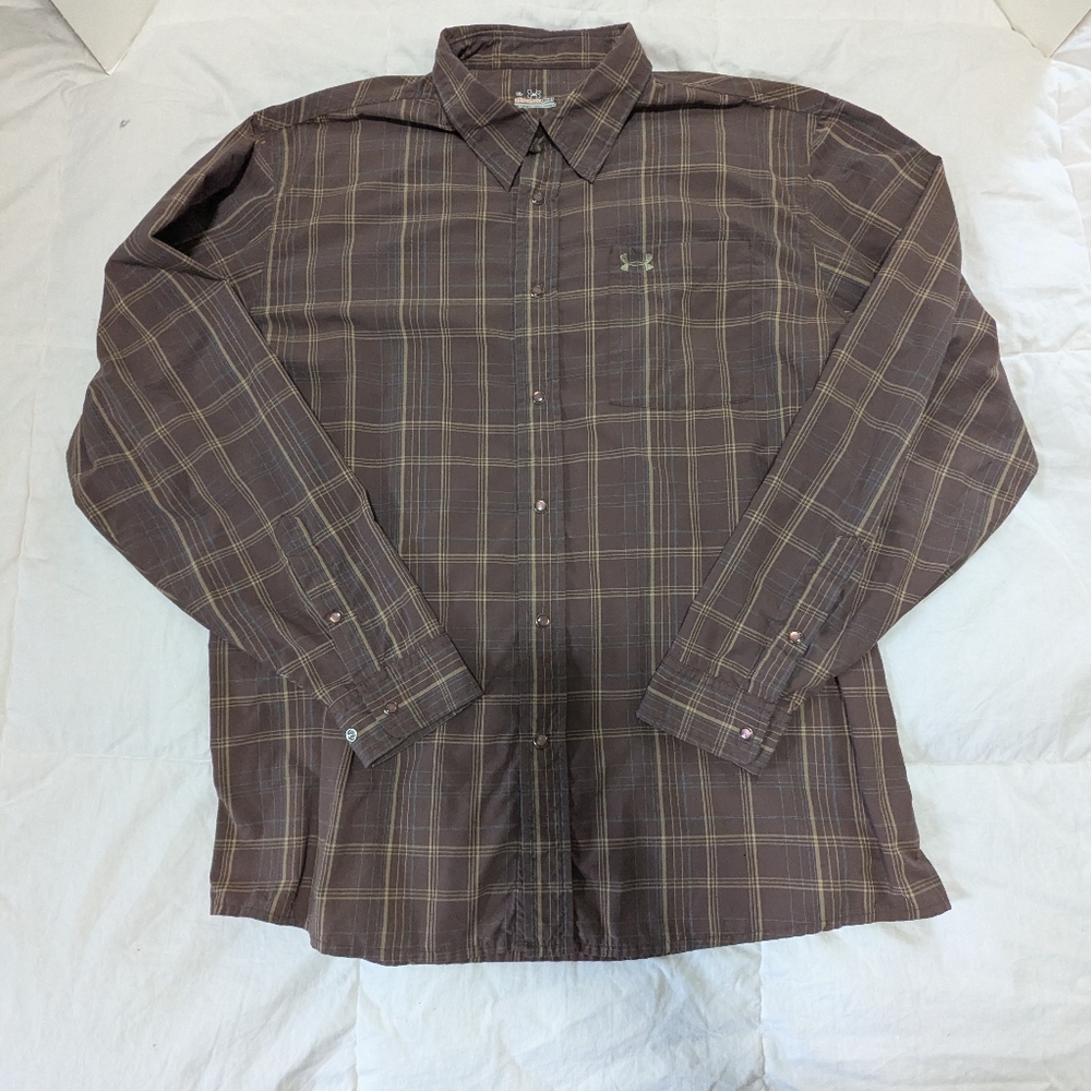 Western Style Underarmour Long Sleeve Pearl Snap Button Down #272